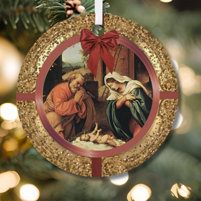 Vigil of the Nativity Christmas Eve Jesse Tree Metal Ornament (Creator Uploaded)