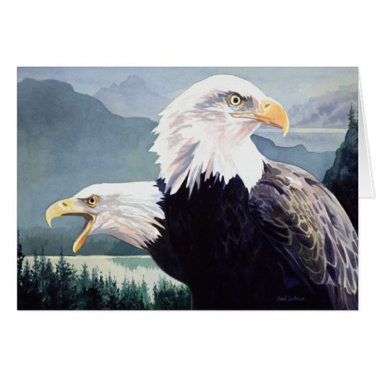 "Vigilance" Bald Eagle Pair Watercolor Cards (Front Horizontal)