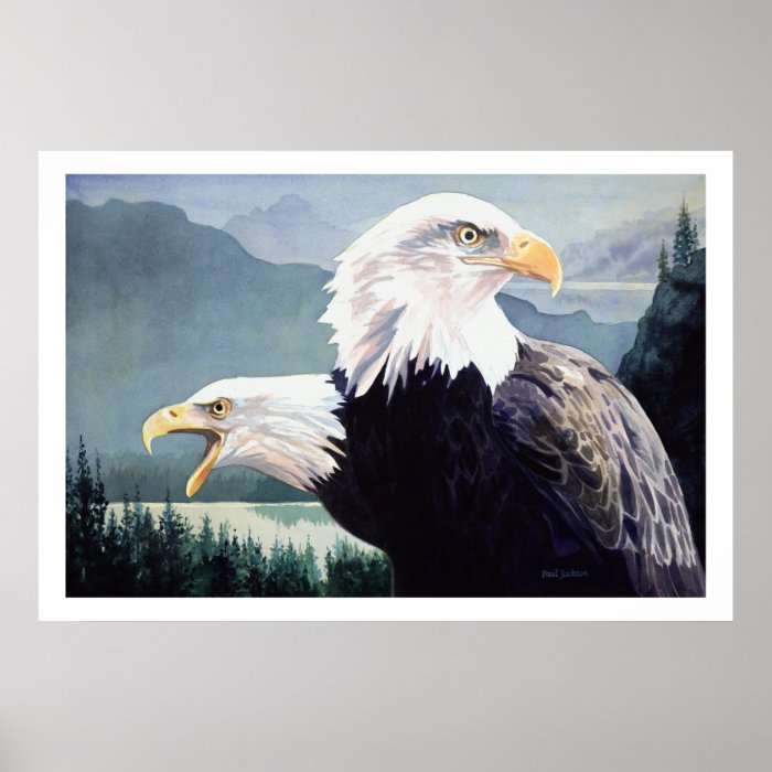 "Vigilance" Bald Eagle Pair Watercolor Print