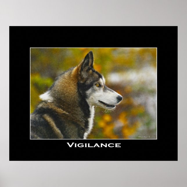 VIGILANCE Gray Wolf Art Poster (Front)