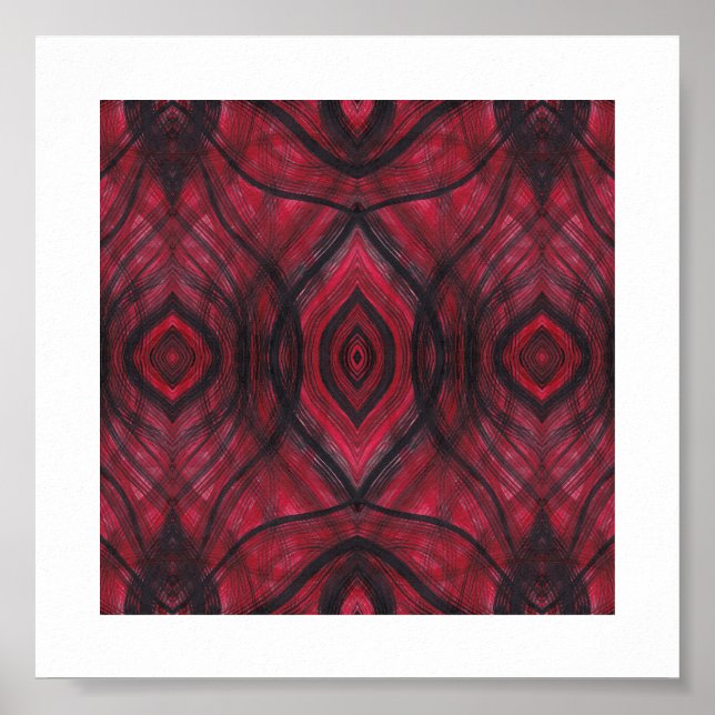 Vigilance Red Abstract Watercolor Art Poster (Front)
