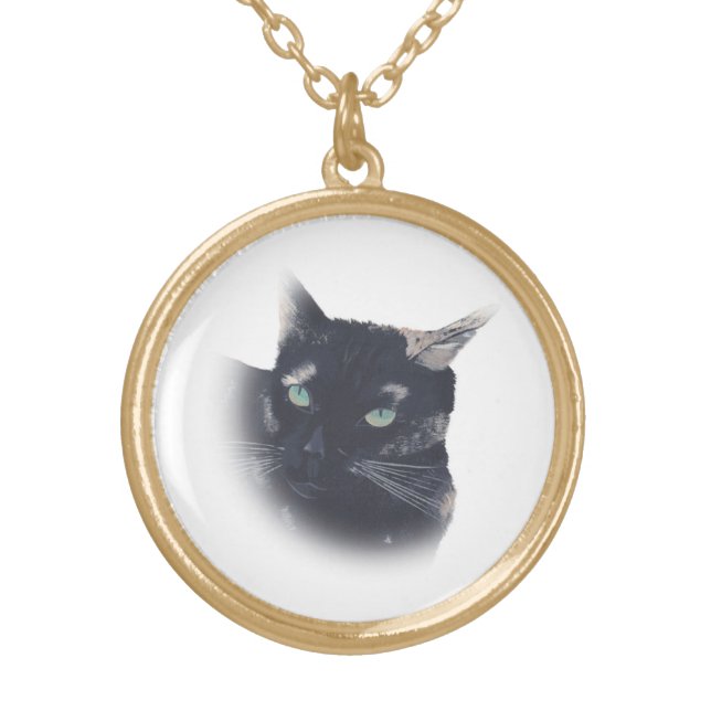 Vignette of Tortoise Shell Cat Face Necklace (Front)