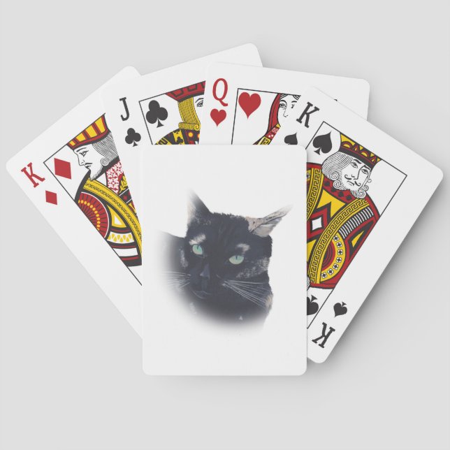 Vignette of Tortoise Shell Cat Face Playing Cards (Back)