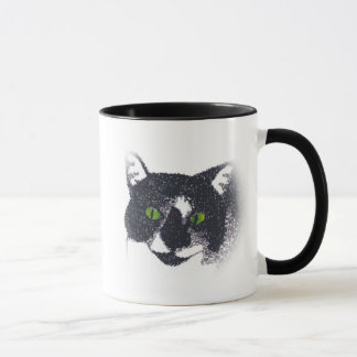 Vignette of Tuxedo Cat Face Mugs
