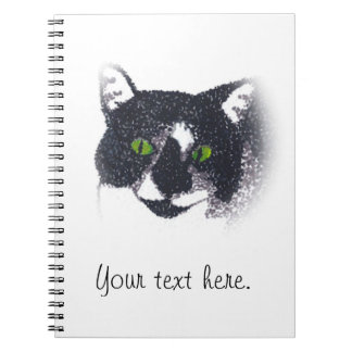 Vignette of Tuxedo Cat Face Photo Notebook