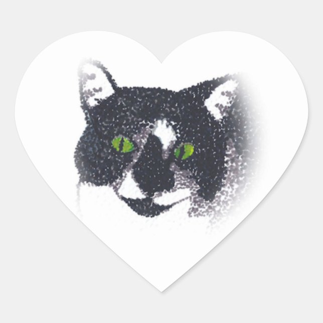 Vignette of Tuxedo Cat Face Stickers (Front)