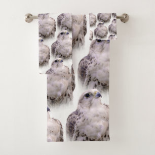 Vignetted Portrait of an Inquisitive Saker Falcon Bath Towel Set