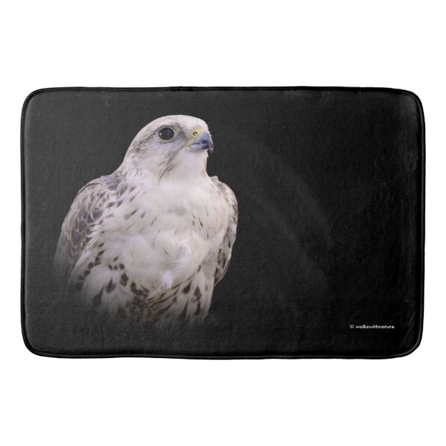 Vignetted Portrait of an Inquisitive Saker Falcon Bathroom Mat (Front)