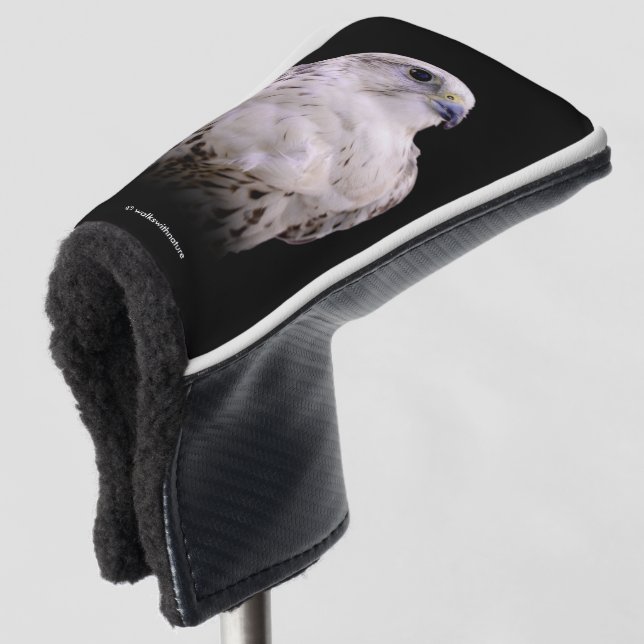 Vignetted Portrait of an Inquisitive Saker Falcon Golf Head Cover (3/4 Front)
