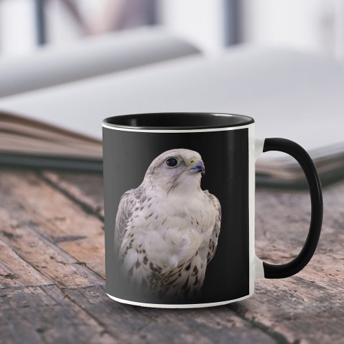 Vignetted Portrait of an Inquisitive Saker Falcon Mug