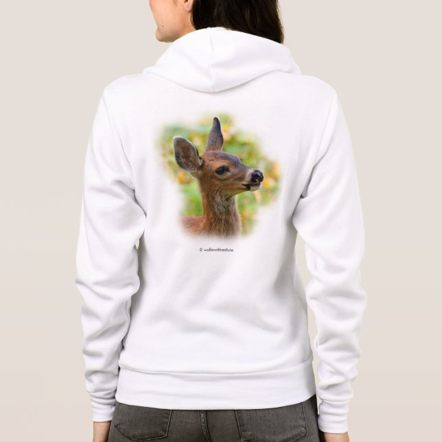 Vignetted Portrait of Smiling Blacktail Deer Fawn  Hoodie (Back)