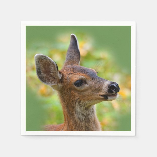Vignetted Portrait of Smiling Blacktail Deer Fawn  Napkins (Front)