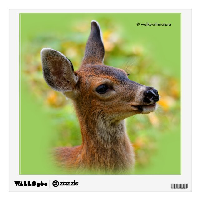 Vignetted Portrait of Smiling Blacktail Deer Fawn  Wall Sticker (Front)