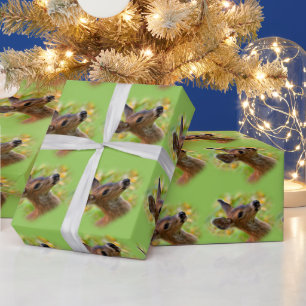 Vignetted Portrait of Smiling Blacktail Deer Fawn  Wrapping Paper