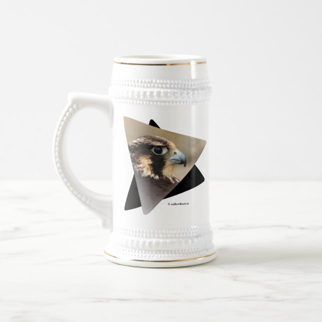 Vignetted Profile of a Peregrine Falcon Beer Stein (Left)