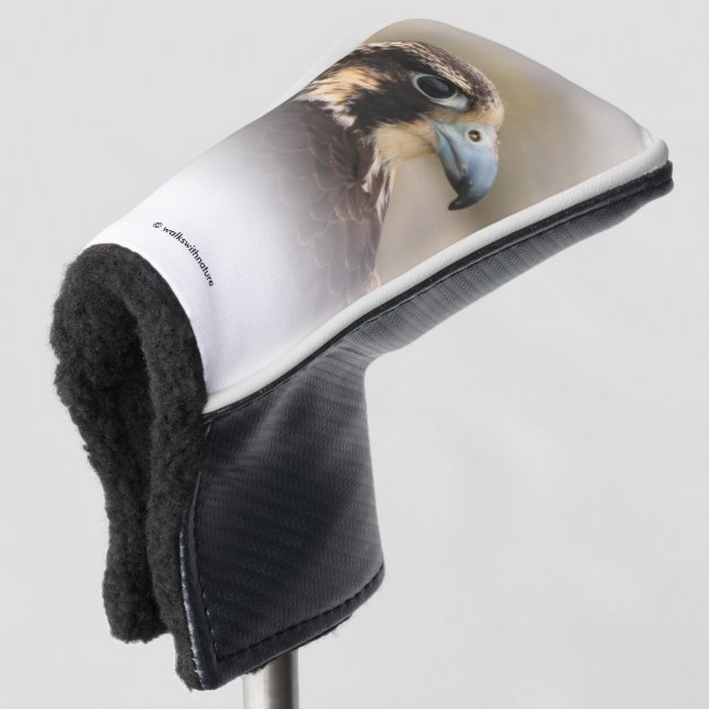 Vignetted Profile of a Peregrine Falcon Golf Head Cover (3/4 Front)