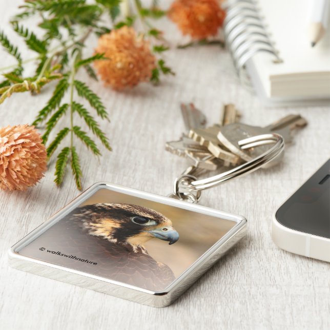 Vignetted Profile of a Peregrine Falcon Keychain (Side)