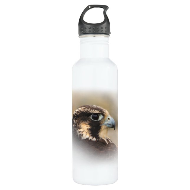 Vignetted Profile of a Peregrine Falcon Stainless Steel Water Bottle (Front)
