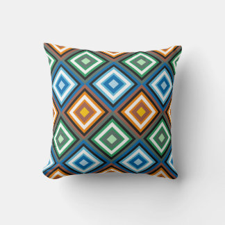 Vigorous Varicolored Geometric Rhombus Patch Work Throw Pillow