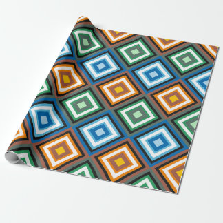 Vigorous Varicolored Geometric Rhombus Patch Work Wrapping Paper