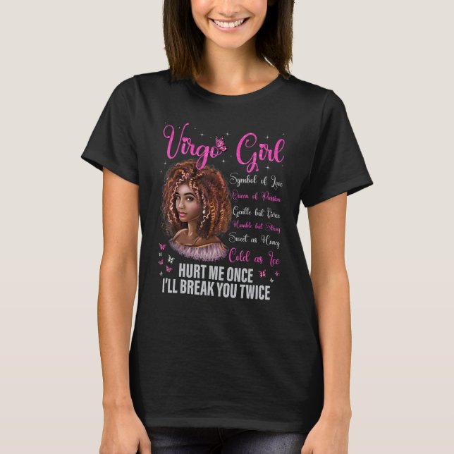 Vigro Girl Black Queen Zodiac Birthday Afro Natura T-Shirt (Front)