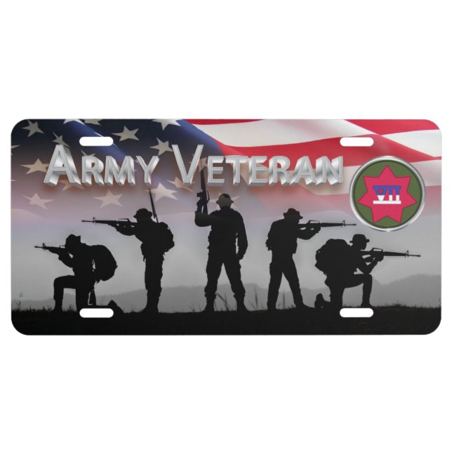 VII Armored Corps Army Veteran License Plate (Front)
