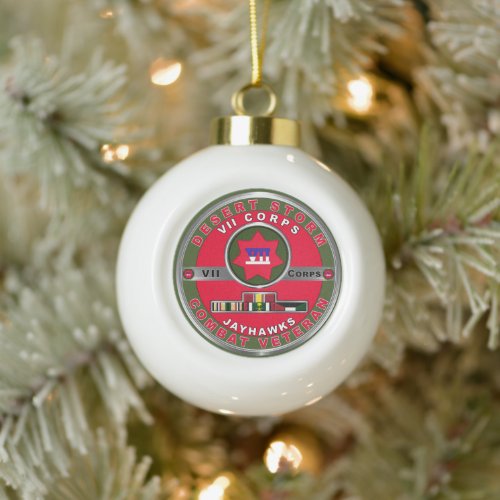 VII Armored Corps Desert Storm Veteran Ceramic Ball Christmas Ornament