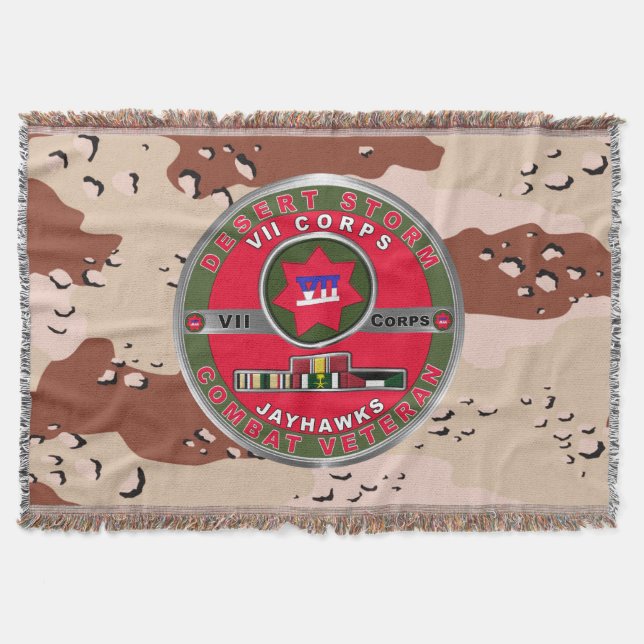 VII Armored Corps Desert Storm Veteran Throw Blanket (Front)