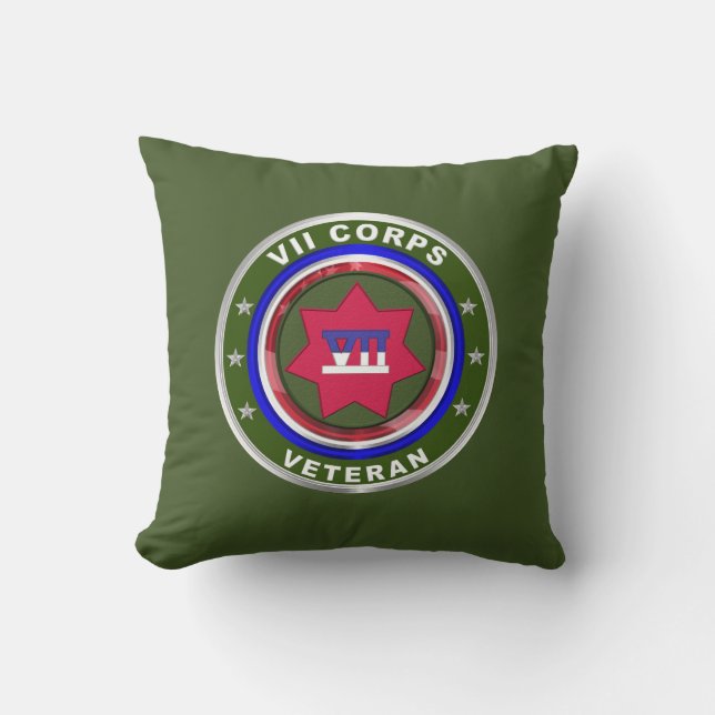 VII Corps Veteran Throw Pillow (Front)