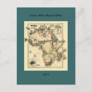 Viintage 1874 Map of Africa Antique African Print Postcard