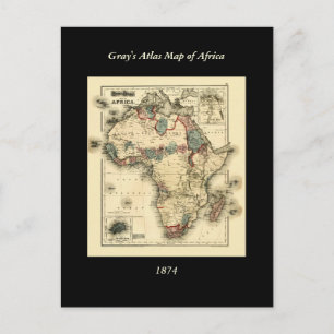 Viintage 1874 Map of Africa  Antique African Print Postcard