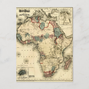 Viintage 1874 Map of Africa Antique African Print Postcard