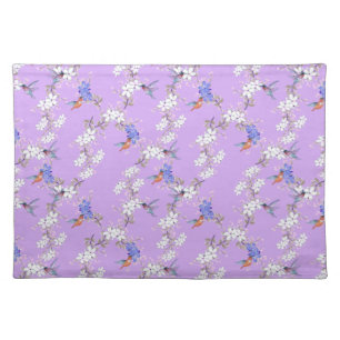 viintage birds purple botanical wallpaper cloth placemat