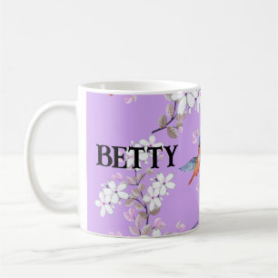 viintage birds purple botanical wallpaper coffee mug