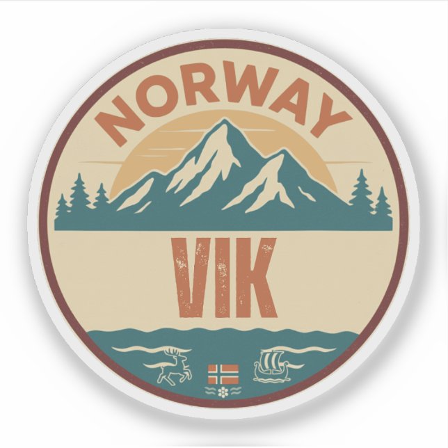 Vik, Norge Norway Sticker (Front)