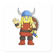Viki the Viking Cartoon Character Square Sticker