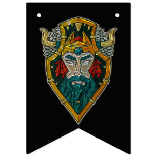 Viking Age Portrait Metallic Look Bunting Flags