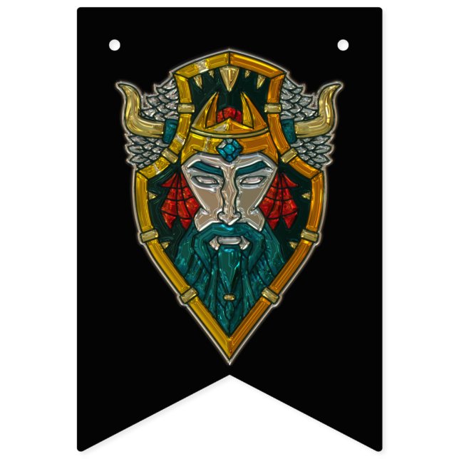 Viking Age Portrait Metallic Look Bunting Flags (First Flag)