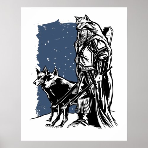 Viking and Wolves  Poster