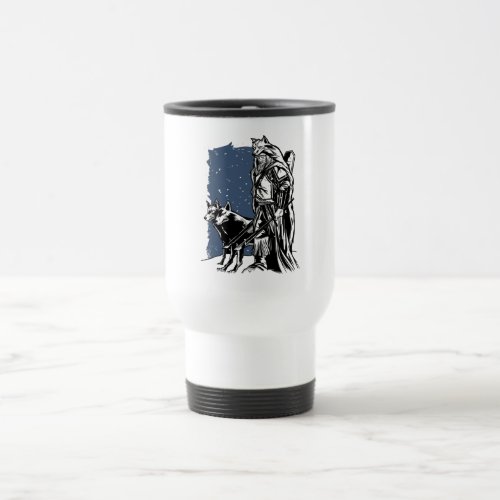 Viking and Wolves  Travel Mug