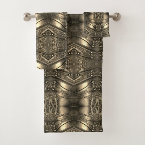 Viking Armor leather print Bath Towel Set