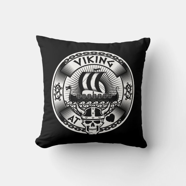 Viking at Heart Throw Pillow (Front)