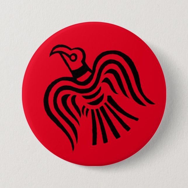Viking Banner Raven Symbol Button (Front)