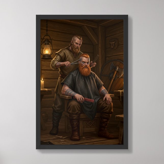 Viking Beard Trim Ritual Barber Framed Art (Framed Front)