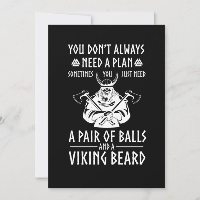 Viking Bearded Warrior Valhalla Ax Norse Mytholog Invitation (Front)