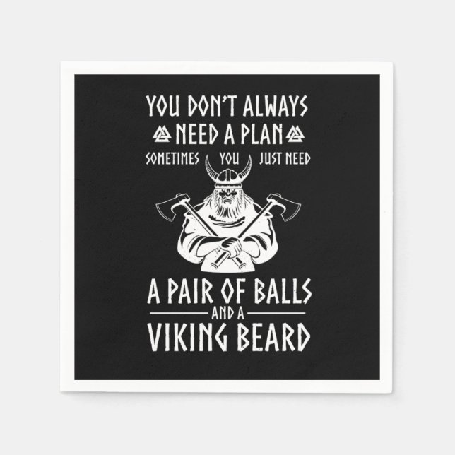 Viking Bearded Warrior Valhalla Ax Norse Mytholog Napkins (Front)