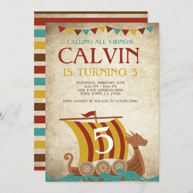 Viking Birthday Invitation (Front/Back)