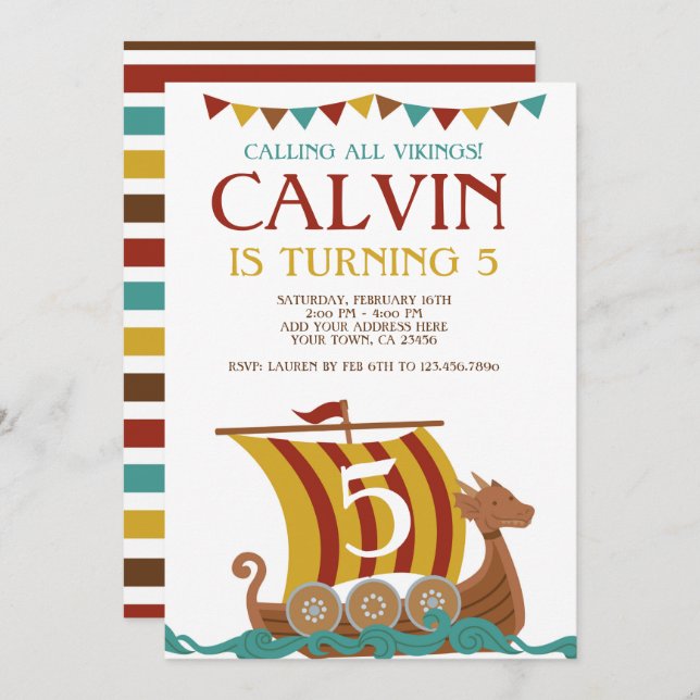 Viking Birthday Invitation (Front/Back)