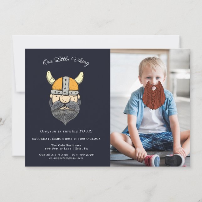 Viking Birthday Party | Fun Beard on Photo (Front)