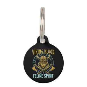Viking Blood Feline Spirit Norse Cat Graphic Art Pet ID Tag